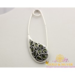 Серебряная булавка с зелеными камнями 6310зк Gold & Silver, Украина